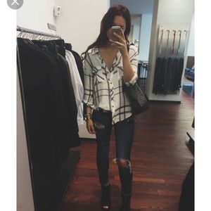 white and black striped oversized flannel!